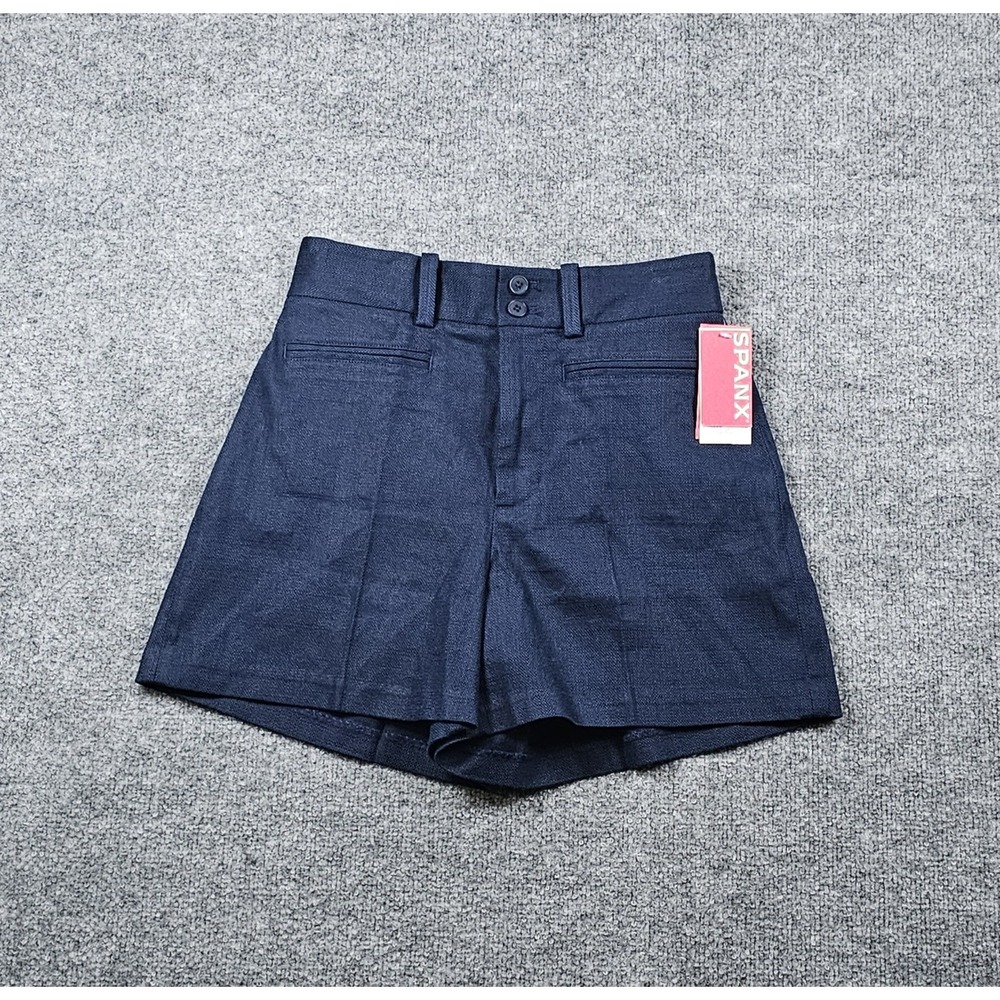 SPANX Supersmooth EasyBreezy Chino Shorts Size Small Timeless Navy Cotton/Linen